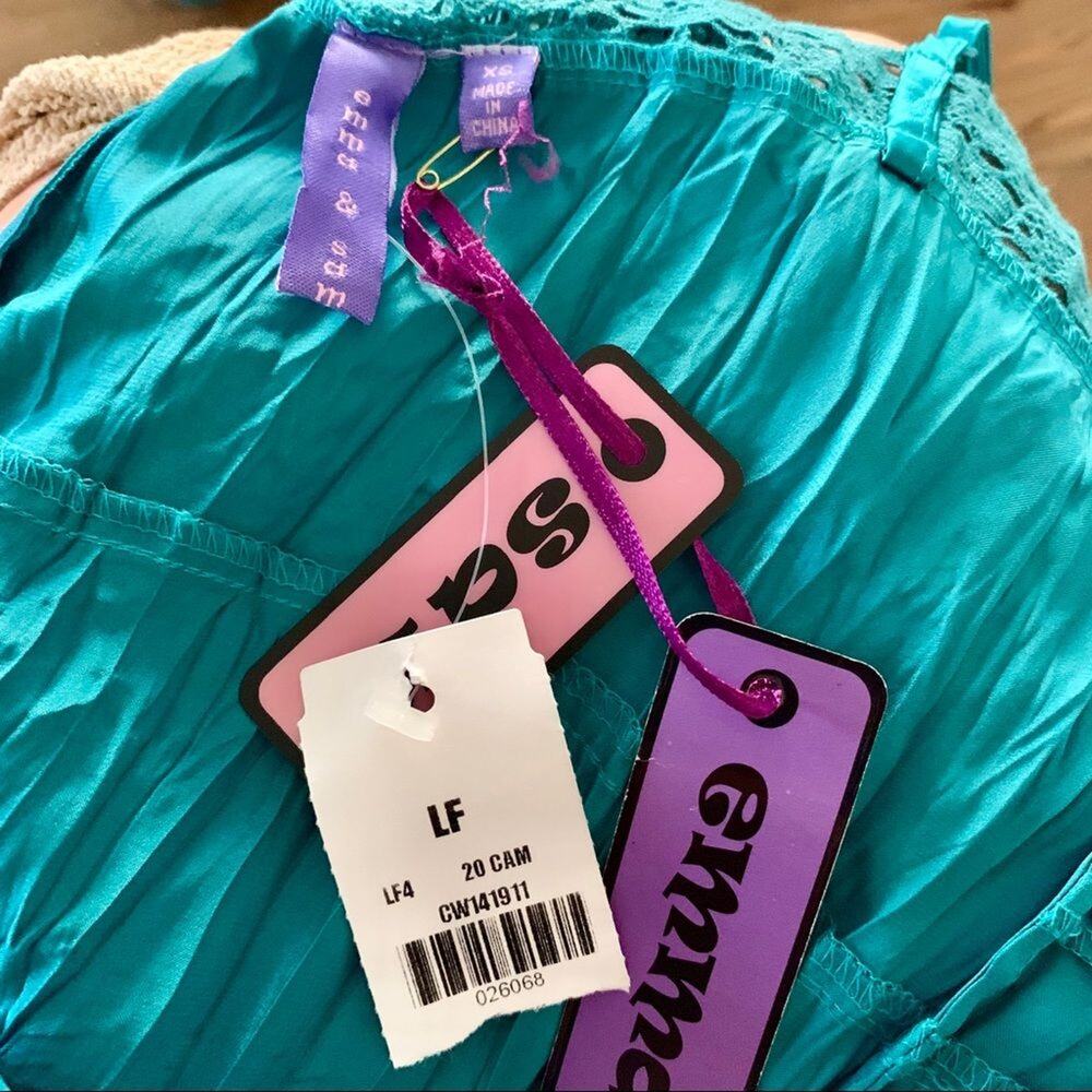 NWT LF STORES EMMA & SAM TEAL SILK CAMISOLE CAMI TOP XS - Picture 8 of 8